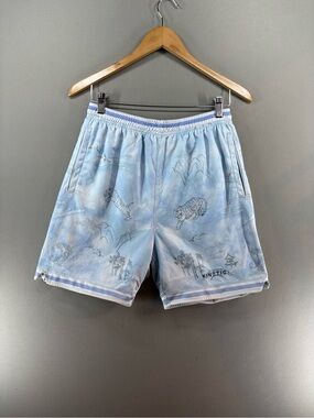 Kinetic Society Shorts Mens Size M Blue Side Design Pockets Draw String Waist